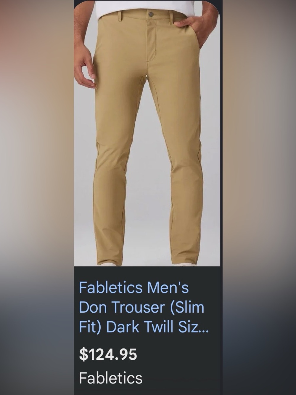 Fabletics Men’s Khaki Slim Performance Chinos